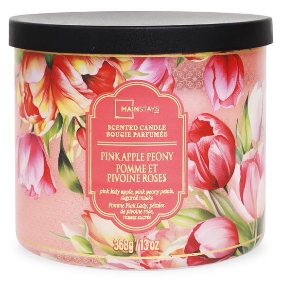 Mainstays 3-Wick Candle I Love You Mother's Day Wrap with a Pink Apple Peony Fragrance, 13-Ounce