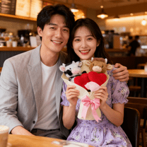 Portable 13" White Cow Heart Plush Bouquet,Highland cow Bouquet,Reusable Decor, Soft Texture, Perfect for Valentine's Day, Easter & New Year Decor, Popular with Plush Fans & Cow Lovers