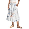 thumbnail image 3 of LIBRCLO Skirts for Women, Pleated Drawstring Waist Midi Length Skirts Summer Tiered A Line Printed Skirts, 3 of 6