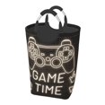 thumbnail image 1 of DouZhe Panier à Linge Rectangulaire 50L, Imprimés Rétro Manette Imperméable Pliable avec Poignées en Aluminium, 1 of 6