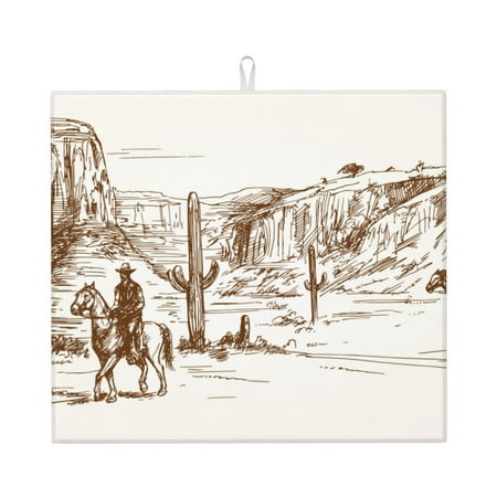 

Matuu Western Desert Cowboys for Dish Drying Mat for Kitchen Counter for Kitchen and Dining Kitchen Counter Accessories 16 x18