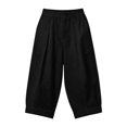 thumbnail image 3 of WGRFFH Linen Barrel Capri Pants Women,Cotton Palazzo High Waisted Balloon Pants,Summer Casual Beach Boho Wide Leg Baggy Trousers, Business Office Work Capris,Pull On Cropped Trousers Black, 3 of 8
