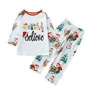 STORMDOING Believe Santa Claus Elk Loungewear Family Matching Pajamas Set Women Men Kids Baby Christmas Sleepwear Matching Family Christmas Pajamas Pajama Sets for Family