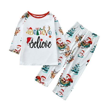 

TAIAOJING Kids Matching Family Pajamas Sets Believe Santa Claus Elk Loungewear Family Matching Pajamas Set Women Men Kids Baby Christmas Sleepwear