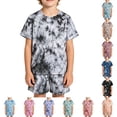 thumbnail image 5 of SGMVNU Boys Summer 2 Piece Outfits Tie Dye Casual Shorts Set Short Sleeve T Shirt and Matching Shorts Kids Daily Wear, Size 3-4 Years, Light Purple, 5 of 5