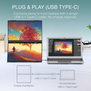 Packard Bell airFrame Portable Dual Monitor for Laptops, 15.6 Stacked Dual Screens, USB-C & Mini HDMI,