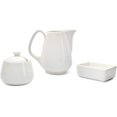 thumbnail image 5 of Darware Sugar and Creamer Set; 3-Piece Set w/Cream Pitcher, Sugar Bowl, Sweetener Packet Holder, White Ceramic Tea/Coffee Set, 5 of 6