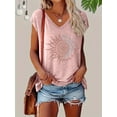 thumbnail image 3 of MORTTIC 2-Pack Women's Boho Floral Graphic T-Shirts – Casual V-Neck Short Sleeve Summer Tops for Everyday Comfort and Style, S, 3 of 5