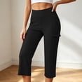 thumbnail image 2 of QTSHPN Womens Scrub Pants Sleek High Waist Cargo Style Stretchy Flex Capri with Flat Front for Summer Pants Women Black XL, 2 of 4