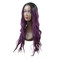 thumbnail image 2 of Unique Bargains Human Hair Wigs for Lady 28" Curly Wig with Wig Cap Deep Purple, 2 of 7