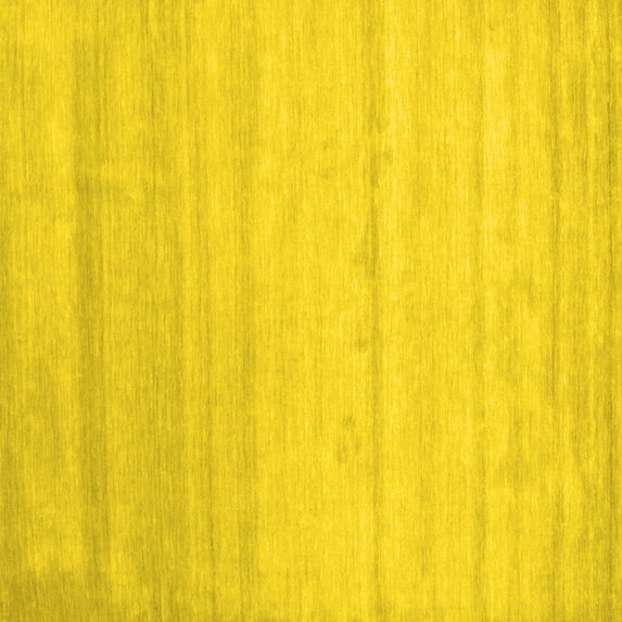 Ahgly Company Machine Washable Indoor Square Solid Yellow Modern Area Rugs, 6' Square