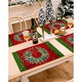 thumbnail image 3 of Christmas Placemats Set of 4, Bow Tie Berry Wreath Place Mats Holly Snowflake Wood Grain Placemat Table Decoration for Kitchen Table Dinner Xmas Holiday Party Home Decor Indoor Outdoor 13x19 Inch, 3 of 9