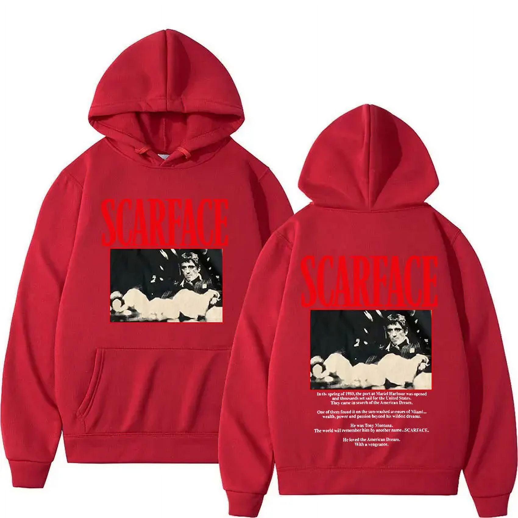 Sudadera con capucha de Tony Montana para hombres y mujeres ropa de calle de lana suelta sudadera de manga larga Vintage Hip Hop Scarface de la pelicula clasica de los 90
