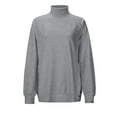 thumbnail image 5 of SYMOID Womens Gray High Neck Sweatshirt - 100% Polyester, Loose Fit Raglan Sleeves, Machine Washable Wrinkle Resistant, Casual/Layering Top for Daily Wear (S-XXL),Size L, 5 of 5