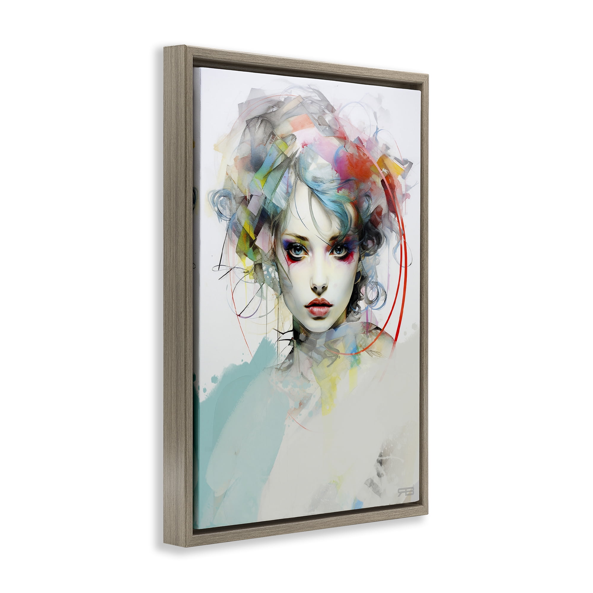 Stupell Industries Abstract Hair Visage Novelty Painting Brown Floater Framed Art Print Wall Art, 17 x 25