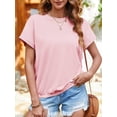 thumbnail image 5 of Women Short Cap Sleeve Tops Summer Casual Sweatshirt Crew Neck Loose Fit T-Shirts, 5 of 6