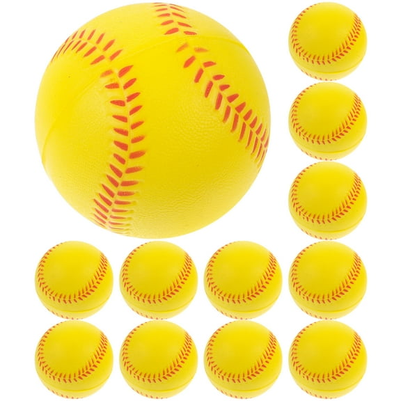 MEIBUTYUP Mini Soft Balls Yellow Pu 12Pcs Flexible Baseballs for Sports Skills Improvement