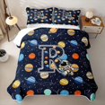 thumbnail image 2 of Manfei Celestial Planets Stars Quilt King,Cartoon Astronaut Initial R King Coverlet Set,Navy Blue Reversible,3-Piece,1 Bedspread and 2 Pillowcases, 2 of 7