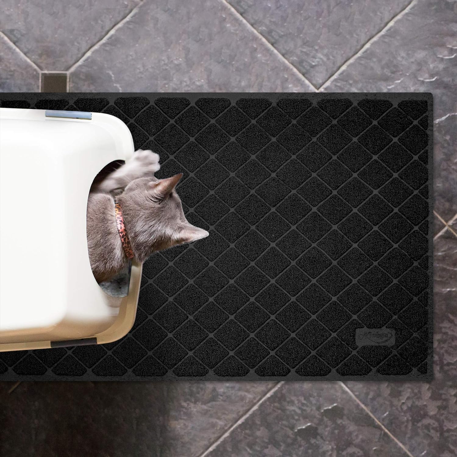 Niubya 35" x 23" Cat Litter Mat with Non-Slip Base photo 2