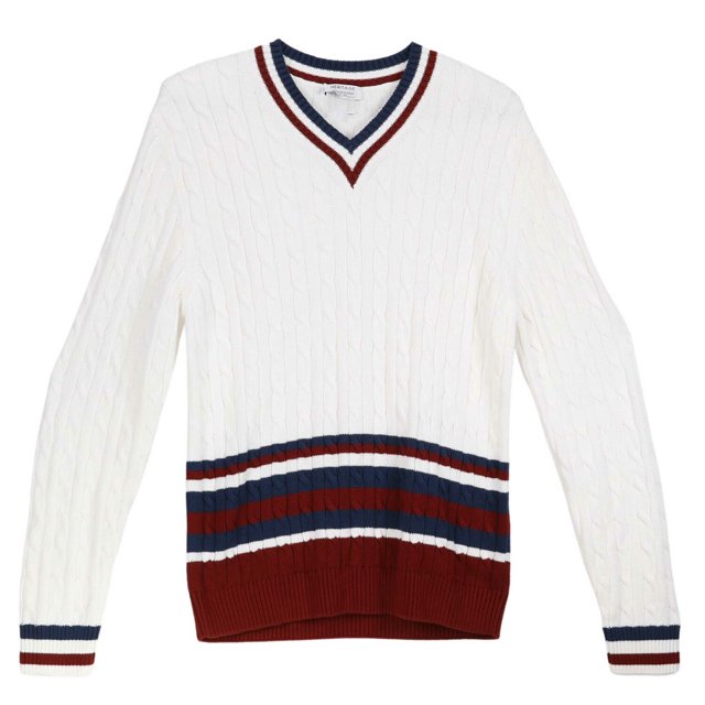 Heritage Pull-Over V Neck Blanc / Rouge Bleu pour Hommes - L