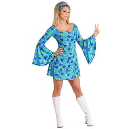 Girl s Wild Flower 70s Disco Dress Costume Kids Girls Blue Green XL FUN Costumes