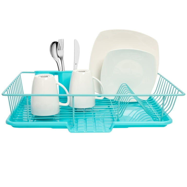 Sweet Home Collection Dish Drainer Red 3-Piece Set (3 Piece Dish Drainer Set, Red)