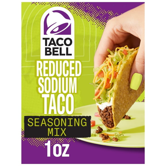 Taco Bell Reduced Sodium Taco Seasoning Mix with 25% Less Sodium, 1 oz Packet