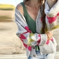 thumbnail image 4 of SYMOID Womens Gray Cardigan with Pink Green Heart Pattern - Soft Acrylic, Oversized V-Neck, Button Front, Casual Layerable for Everyday Wear (S/M/L/XL),Size XL, 4 of 9
