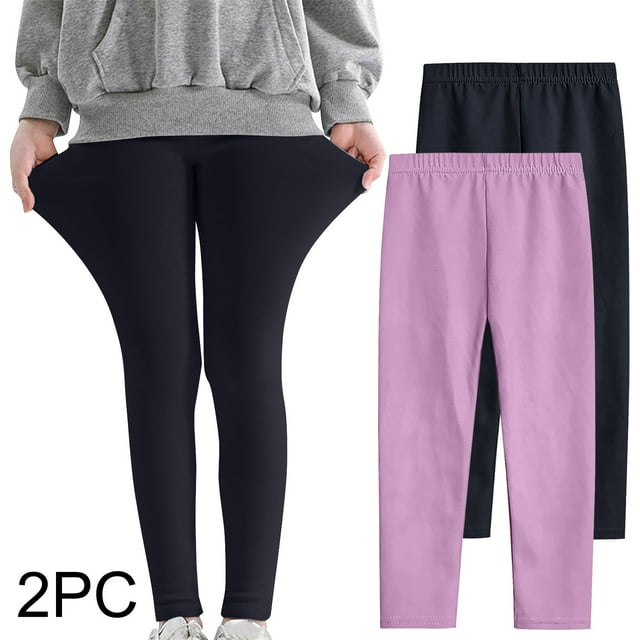 Odeerbi 3-12 Años Niñas 2 Pcs Leggings Mallas Elásticas Lycra Pantalones de Comodidad Suavidad Transpirable Pantimedias