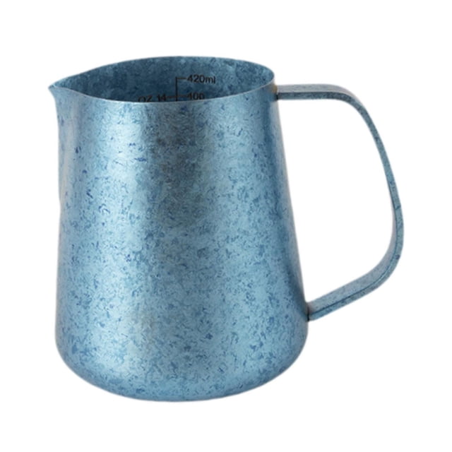 Jarra espumadora leche 450 ml, utensilio cocina multifuncional, profesional, fácil limpiar, para restaurantes, portátil, con vaporera. Azul