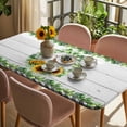 thumbnail image 3 of Spring Eucalyptus Sunflower Table Cloths for 5 Foot Rectangle Tables, Farmhouse Birds Gray Wood Patio Waterproof Elastic Fitted Tablecloths, Washable Rectangular Table Cover for Camping, 3 of 8