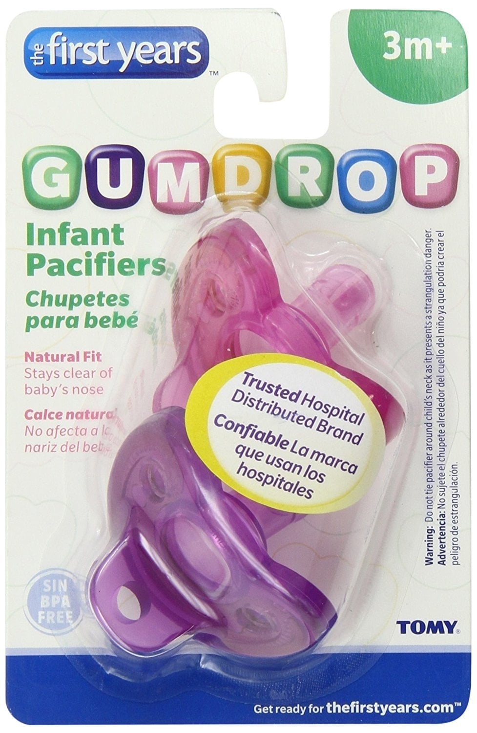 The First Years 2 Pack GumDrop Infant Pacifier, Pink/Purple