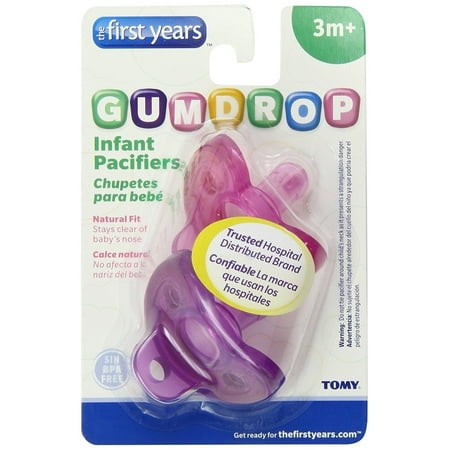 The First Years 2 Pack GumDrop Infant Pacifier, Pink/Purple Discontinued by Manufacturer