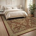 thumbnail image 3 of ODIKA 8'x10' Ultra-Soft Area Rug, Vintage Web Traditional Ornate Teardrop Motif Dense Carpect Deepburgundy None Washable, Bare feet friendly, Silk-Touch for Bedroom, Under Sectional, 3 of 7