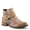 BEIGE MULTI, variant on Spring Step L'Artiste Women’s Hand-Painted Leather Ankle Boots — Bold Buckle Strap with Side Zipper Closure — Cushioned Faux Fur Insole, 2" Block Heel