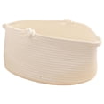 thumbnail image 1 of Cesta organizadora de almacenamiento tejida con cuerda de algodón y asas para ropa sucia. Blanco grande, 1 of 9