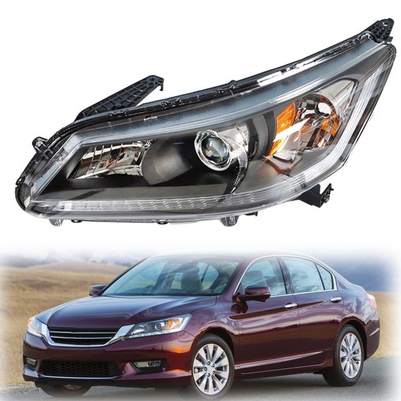 SEBLAFF Left Side Halogen Projector Driver Headlight Assembly Replacement for 2013-2015 Accord 4-Door Sedan Halogen w/ DRL Headlight RH Headlamp