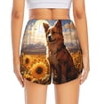 thumbnail image 2 of Lsque Vintage Cute Corgi Sunflower Printed Women's Running Shorts with Liner Pockets,Elastic Quick Dry Workout Athletic Gym Yoga Shorts,Womens High Waist Shorts-Large, 2 of 9