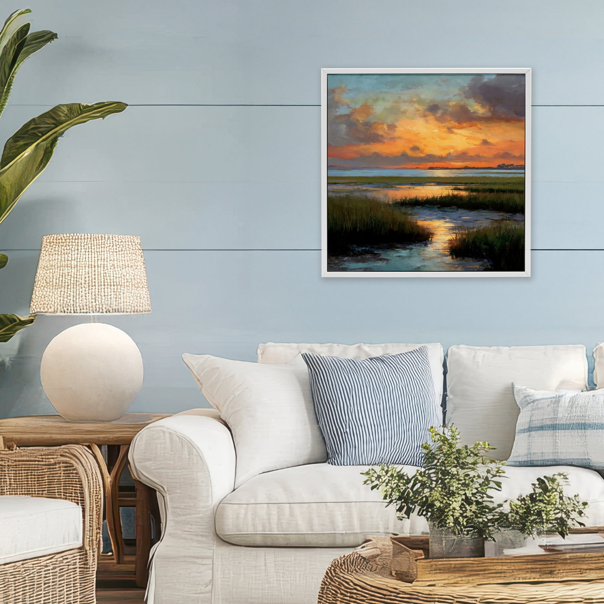 Stupell Industries Evening Marshland Glow White Framed Giclee Art, design by Petal Prints Design