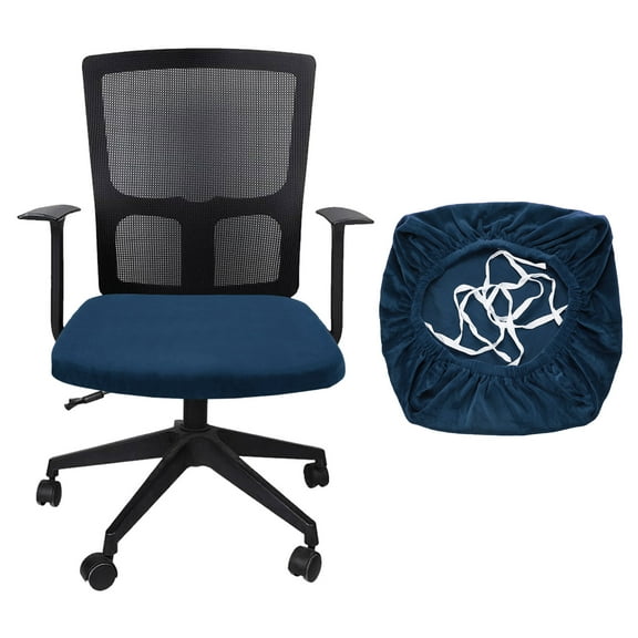 Office Chair Cover, Soft Computer Chair Seat Slipcover, L(45-48cm), Navy Blue