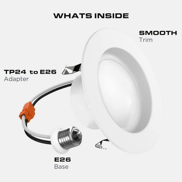 3-Inch LED Recessed Downlight Dimmable 7W=50W 560 LM E26 Base CCT Color Temperature Selectable 2700K | 3000K | 3500K | 4000K | 5000K Damp Rated Simple Retrofit Installation UL Listed