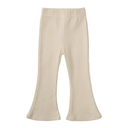 

Coerni Kids Casual Pants Girls High Waist Knit Flare Leggings Causal Wide Leg Bell Bottoms Wide Leg Yoga Pants Stretchy Khaki Trousers
