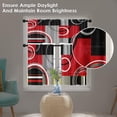thumbnail image 3 of Red Geometric Kitchen Window Curtains Valance and Tier Set 36 Inch Black Grey White Modern Rod Pocket Short Tier Curtain, Abstract Small Drapes for Kitchen Decor, 3 of 6