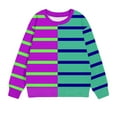 thumbnail image 3 of Cavosen Preppy Sweatshirts for Teens Girls Boys Toddler to Big Kids Long Sleeve Crewneck Pullover Sweatshirts Striped Trendy Sweatshirts Tops Lightweight Outfit Purple 3T, 3 of 3