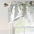 thumbnail image 2 of Tie Up Valance Curtain for Kitchen,Watercolor Green Leaves Pink Flower Rod Pocket Short Curtains Adjustable Tie-Up Shade Valances,Spring Botantical Window Treatment for Bathroom Living Room Bedroom, 2 of 8