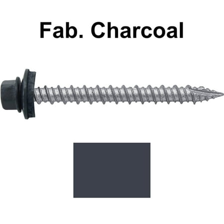 

Jake Sales Brand Metal 10 x 2 Metal Roofing Screws ~250 Screws - Hex Head - Typ 17 Tip - EPDM washer - FAB. CHARCOAL