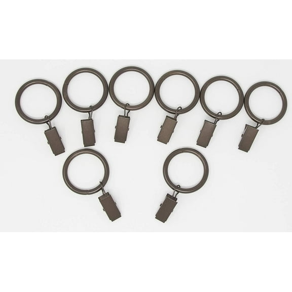 Urbanest Metal Curtain Drapery Rings with Clips, 8 PK, New, 1 3/8" Inner Diameter (Oil-Rubbed Bronze)