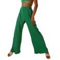 thumbnail image 2 of VISgogo Pantalones casuales de primavera y verano para mujer Pantalones de pierna ancha fruncidos con banda elástica de color sólido VISgogo moda, 2 of 6