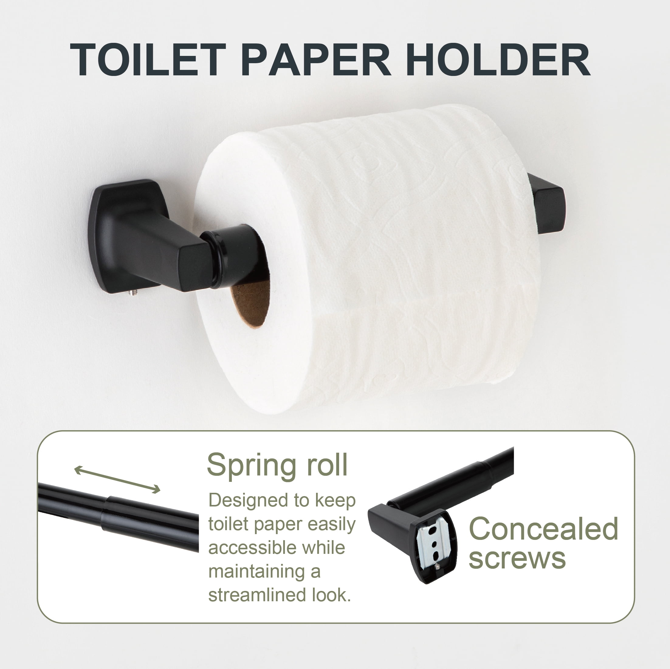 Mainstays Matte Black Wall Mount Toilet Paper Holder with Hardware