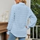 thumbnail image 3 of Camisa de punto suizo para mujer, puños fruncidos, botonadura única, cuello vuelto, blusa de ocio de manga larga abombada, 3 of 7